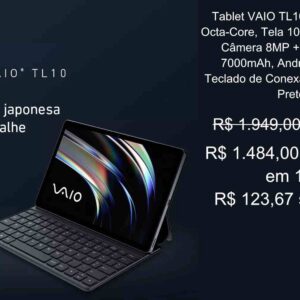 Tablet VAIO TL10 8GB 128GB Octa-Core, Tela 10.4” 2K, 4G WiFi, Câmera 8MP + Selfie 5MP, 7000mAh, Android 13, com Teclado de Conexão Inteligente – Preto